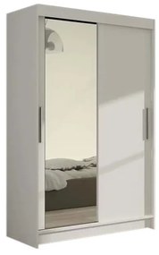 Supermobel Dulap dormitor cu uşi glisante MIAMI VI cu oglindă, 120x200x58, alb mat