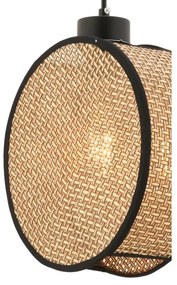 Lampă suspendată DRUM pe cablu, 1x E27/60W/230V, maro/negru