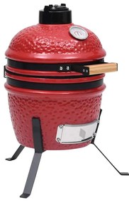 vidaXL Grătar cu afumătoare 2-în-1 Kamado, roșu, 56 cm, ceramică