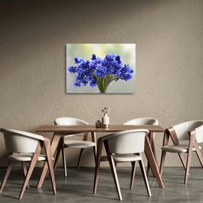 Tablou pe sticlă buchet cu flori albastre (70x50 cm)