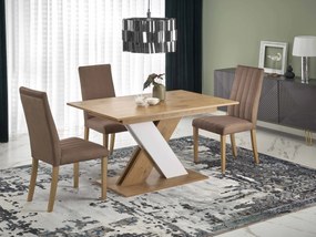 Masă de sufragerie extensibilă 130-175 cm Xary (stejar lancelot + alb) (pentru 4 6 persoane). 1049333