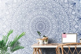 Tapet autoadeziv Mandala decorativă detaliată în culoarea albastră
