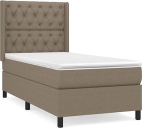 vidaXL Pat box spring cu saltea, gri taupe, 80x200 cm, textil