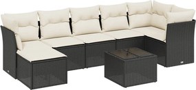 vidaXL Set mobilier de grădină cu perne, 8 piese, negru, poliratan