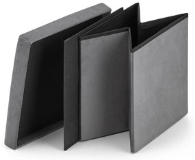 Taburet pliabil gri FURELA VELVET L 38 x 38 x 38 cm