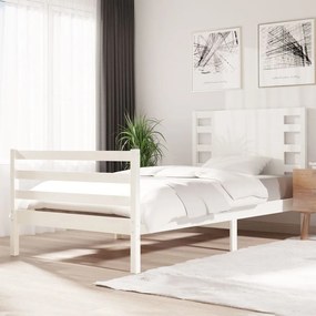 3104274 vidaXL Cadru de pat, alb, 100x200 cm, lemn masiv de pin