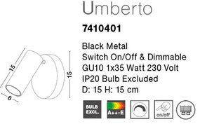 Aplica tip spot aplicat design modern UMBERTO neagra NVL-7410401