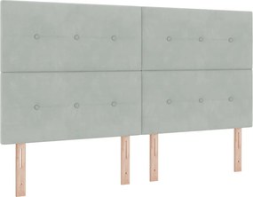 vidaXL Pat cu arc LED cu saltea Gri deschis 180 x 200 cm Catifea