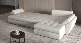 Colțar extensibil dumonde cu ladă de depozitare si sezut confortabil din spuma high-density, Loana XL Enjoy Beige 335x185 cm