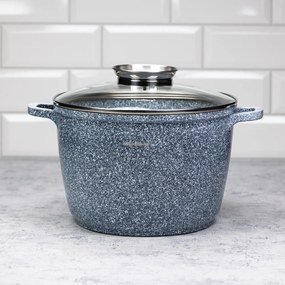 Oală cu capac 24 cm, 6.2L – Klausberg KB 7525, gri, strat antiaderent cu marmură, curățare ușoară și design modern