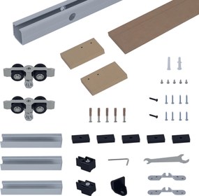 HOMCOM sina cu set de accesorii pentru usi glisante din lemn rustic | Aosom Romania