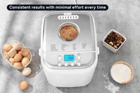 La mâna a doua: Masina de facut paine Crown CBM-6511, 600W, 1L, 19 programe, Timer, Afisaj LCD, Memorie, Alb