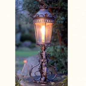 Stalp exterior lumina piedestrala design clasic in stil Empire din fier forjat, inaltime 114cm, AL 6625