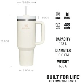 Termos crem cu pai din oțel inoxidabil 1,18 l Quencher H2.0 FlowState Tumbler Cream – Stanley