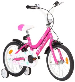 Bicicleta pentru copii, negru si roz, 16 inci