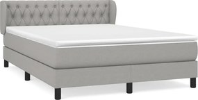 vidaXL Pat box spring cu saltea, gri deschis, 140x190 cm, textil