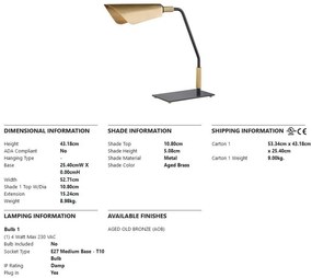 Veioza, lampa de masa design clasic BOWERY bronz antichizat