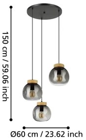 Lustră pe cablu Eglo 390319 MAGACELA 3xE27/40W/230V fumuriu