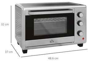 HOMCOM Mini Cuptor Electric cu Convectie 30L pentru Bucătărie Blat Temperatură Ajustabilă 1600W Accesorii Incluse | Aosom Romania