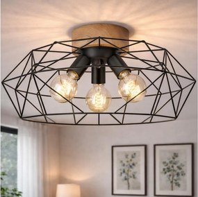 Brilagi - Plafonieră WOODY BASKET 3xE27/60W/230V, diam. 60 cm, stejar