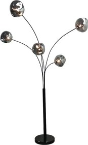 Lampa de podea moderna cu 5 globuri sticla fumurie LIQUID DIAMOND