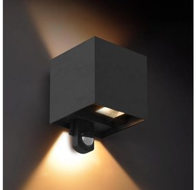 Brilagi - Aplica de perete LED pentru exterior cu senzor CUBE, 6 W, 230 V, negru