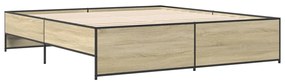 3279873 vidaXL Cadru de pat, stejar sonoma, 180x200cm, lemn prelucrat și metal