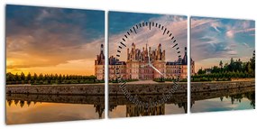 Tablou cu castel (cu ceas) (90x30 cm)