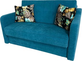 Canapea SAMY extensibila, 2 locuri, cu lada de depozitare, albastru, cadru metalic , 152x100x92 Albastru, Stofa