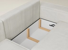 Colțar crem extensibil/cu spațiu de depozitare cu tapițerie din catifea reiată (cu colț pe partea stângă/în formă de ”L”) Tonga – Maison de Rêve