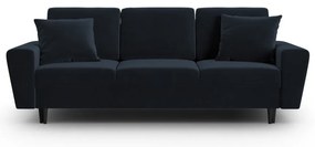 Canapea albastru-închis extensibilă, cu spațiu de depozitare cu tapițerie din catifea 235 cm Kyoto – Cosmopolitan Design