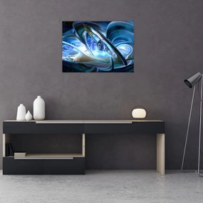 Tablou pe sticlă fractalilor în albastru (70x50 cm)