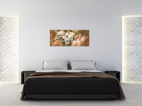 Tablou -Buchet de flori pictat (120x50 cm)