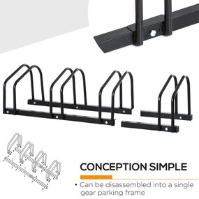 HOMCOM Suport de parcare pentru 4 biciclete din otel, 110x33x27 cm, negru | Aosom Romania