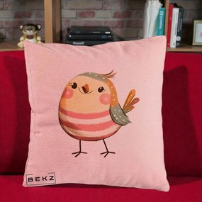 Perna Decorativa Pui Kawaii Pastel Dungat, 40x40 cm, Roz, Husa Detasabila, Perna Inclusa, BEKZ®
