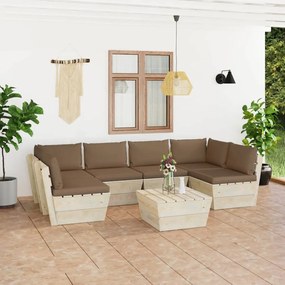 3063596 vidaXL Set mobilier grădină din paleți cu perne, 7 piese, lemn molid