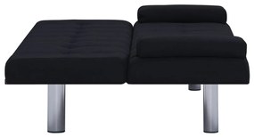 Canapea extensibila cu doua perne, negru, poliester Negru