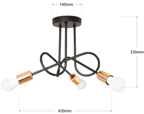 Lustră aplicată LED OXFORD 3x E27/15W/230V neagră