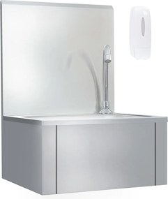 vidaXL Chiuvetă spălat mâini cu robinet dozator săpun, oțel inoxidabil