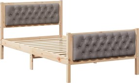 vidaXL Cadru de pat Gri taupe 100 x 200 cm Lemn de pin masiv