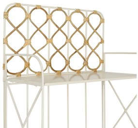 Etajera din metal si rattan, 4 rafturi, H160 cm, Roseraie White
