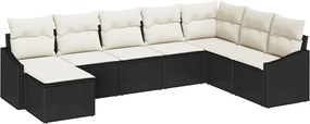 vidaXL Set de canapele pentru grădină 8 pcs Negru și Crem poliratan