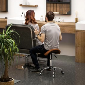HOMCOM Taburet cu roți, scaun de lucru cu înălțime reglabilă 49-61 cm și șa ergonomică, 52x53x49-61cm, maro | Aosom Romania