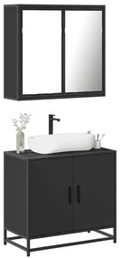vidaXL Set mobilier de baie, 2 piese, negru, lemn compozit