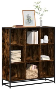 vidaXL Bibliotecă stejar fumuriu 97,5x33x107,5 cm lemn prelucrat/metal