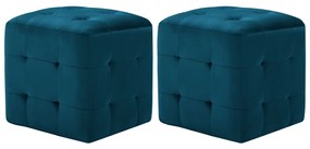 vidaXL Noptiere, 2 buc., albastru, 30x30x30 cm, țesătură din catifea