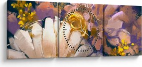 Tablou - Flori (cu ceas) (90x30 cm)