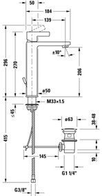 Duravit D-Neo baterie lavoar stativ crom DE1030001010