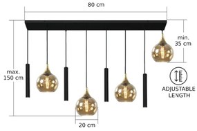 Lustră pe cablu CALYPSO 4xGU10/60W/230V + 4xE27/60W negru/auriu