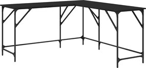 vidaXL Birou, negru, 149x149x75 cm, lemn prelucrat